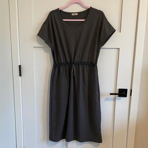 Casual Grey Adjustable Midi Sporting/Outdoor Dress with cap sleeves